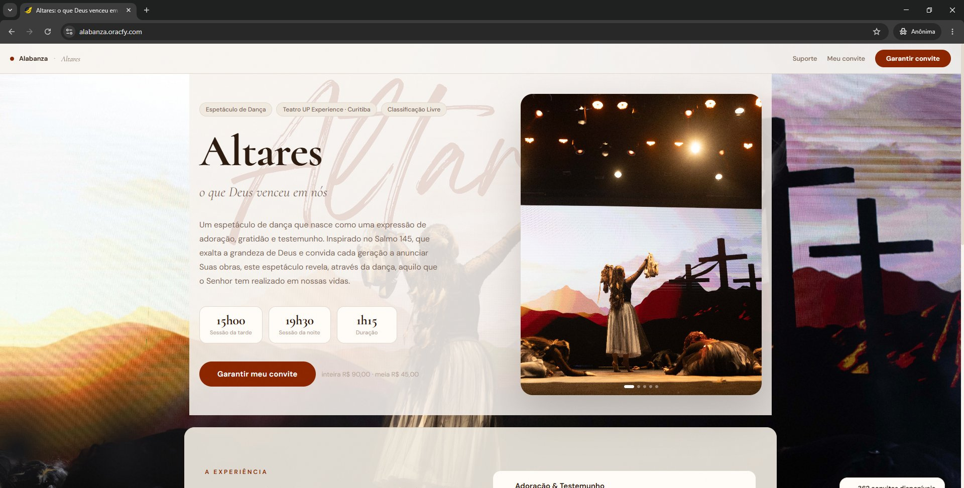 Altares — site de venda de convites